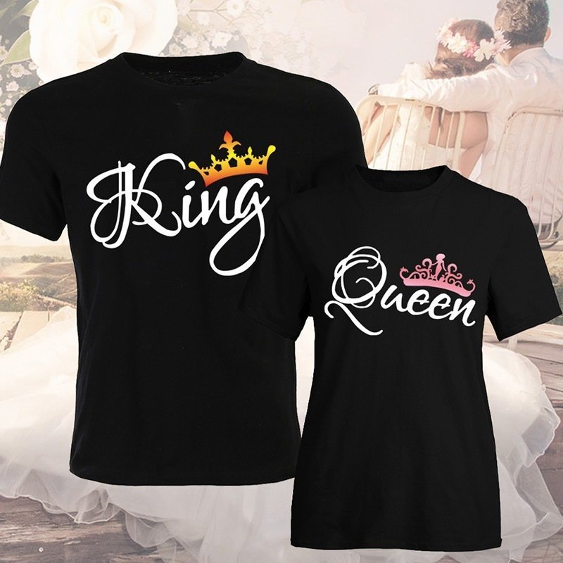 Crown Print Couple T Shirt Lovers Short Sleeve O Neck Loose Tshirt Fashion Woman Man Tee Shirt Tops Clothes - Image 6